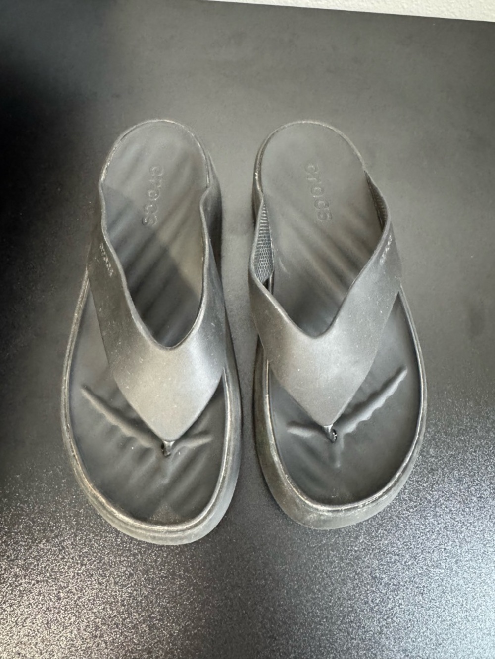 CROCS Black Foam Flip Thong Sandals